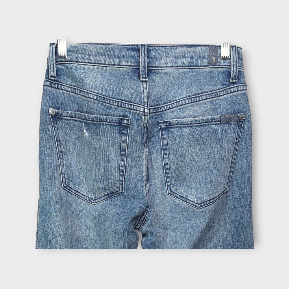 Womens 7 For All Mankind High Waist Cropped Straight Blue Jeans Size 26 - Picture 6 of 6
